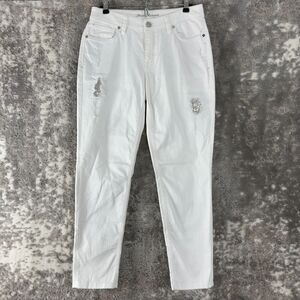 Tommy Hilfiger Sz 8 Y2k Distressed Ella Twill Slim Boyfriend Sequin Jeans White